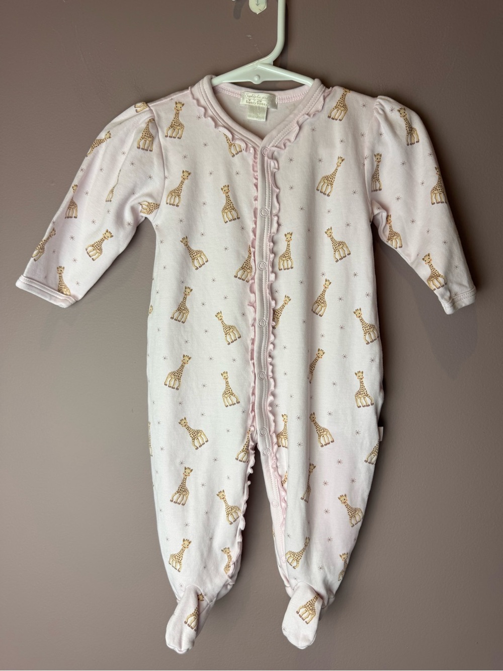 Kissy Kissy Sophie La Girafe Giraffe Pink Footie 6-9M